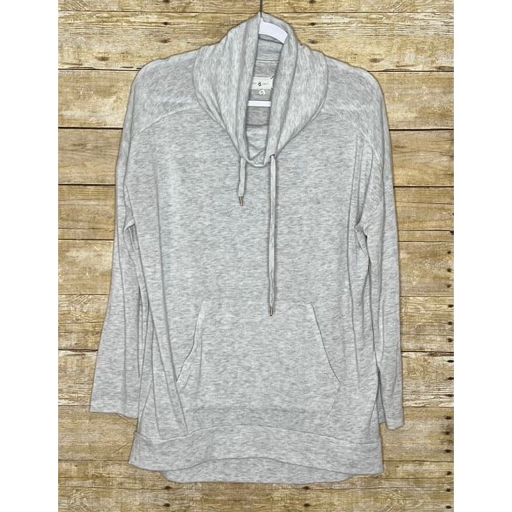 LOU & GREY FUNNEL NECK LONG SLEEVE CASUAL RELAXED COMFORTABLE TUNIC SHIRT MEDIUM